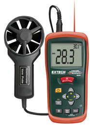 Extech Instruments, Mini Thermo-Anemometer, Extech An200 Cfm/Cmn, with Built In InfraRed Thermometer