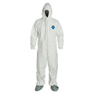 DuPont Disposable Coverall, Tyvek, Zipper Front Closure, Size L
