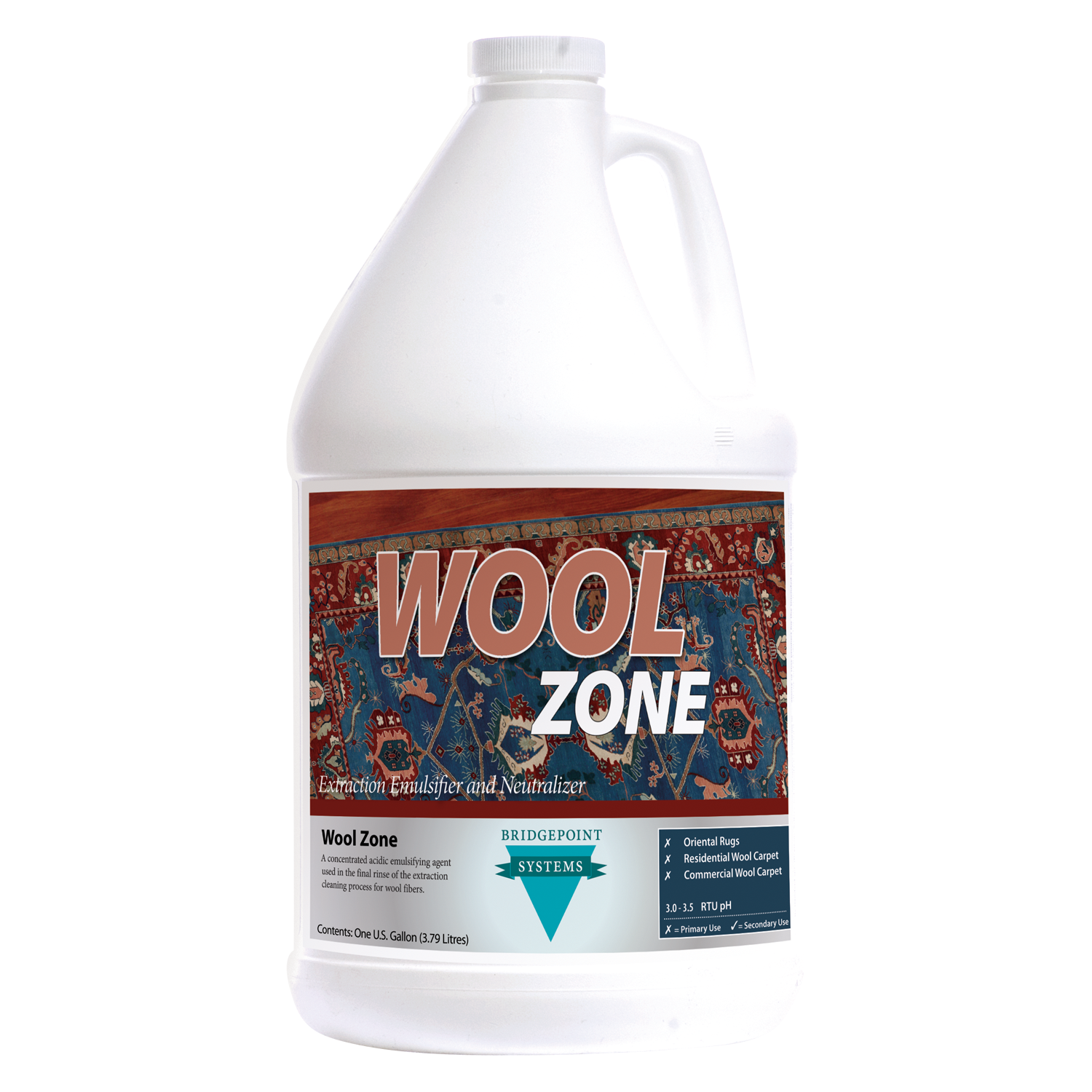 Bridgepoint Systems, Wool Cleaning, Wool Zone Extraction Emulsifier and Rinse, 1 Gallon