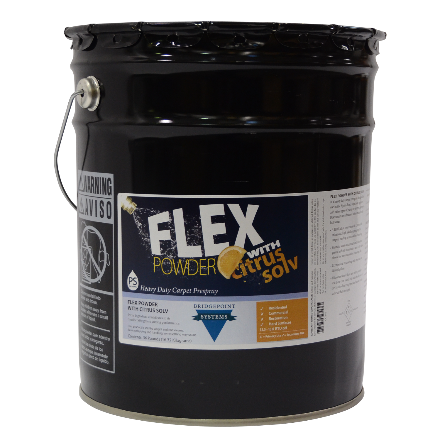 Bridgepoint Systems, Carpet Cleaning Prespray, Flex Powder w/Citrus Solv, 36 lbs