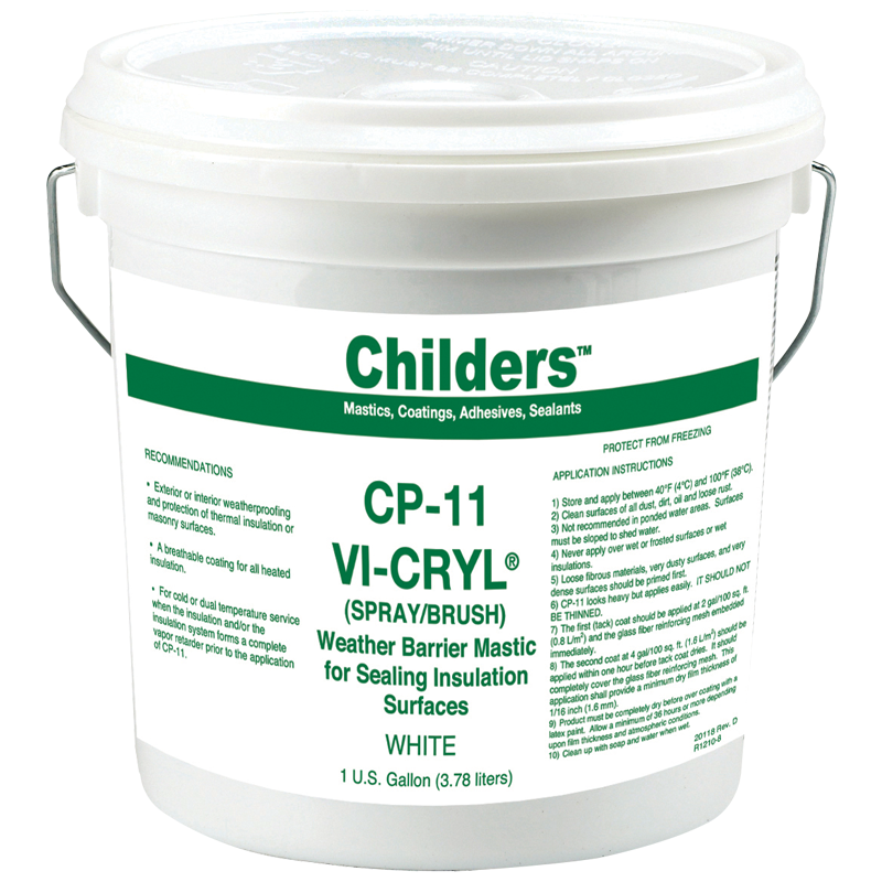 Childers, Mastic, CP-11 Vi-Cryl UV Resistant Weather Barrier Coating, White, 5 Gallons
