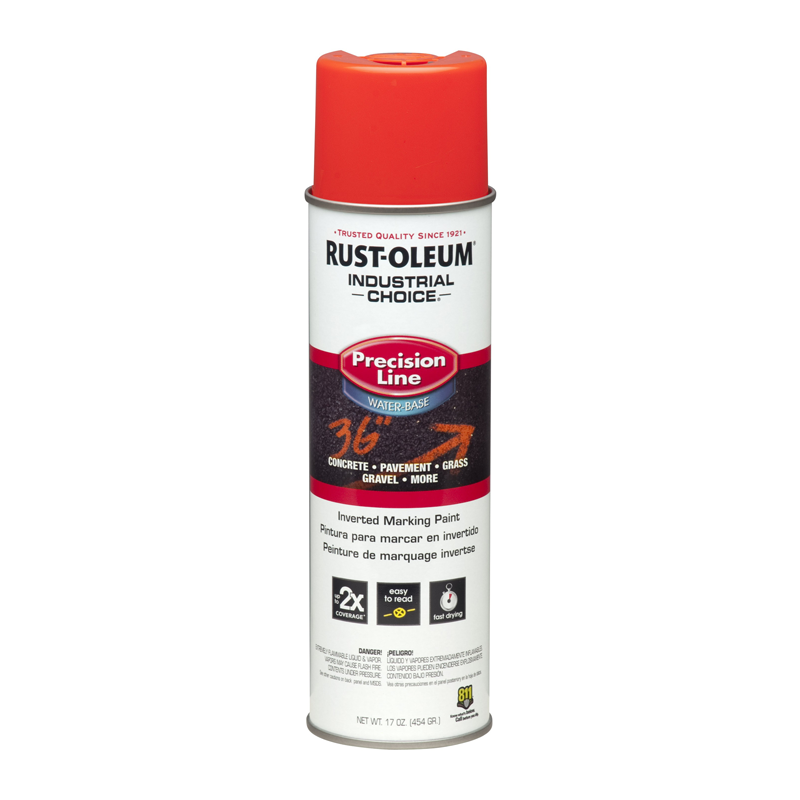 Rust-Oleum Paint, Precision Line Inverted Marking Spray Paint, Red-Orange, 17 oz.