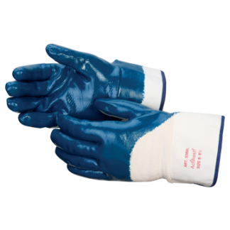 Liberty Glove & Safety 9360SP Chemical Resistant Work Gloves, Large, Nitrile, Blue, Knit Wrist, Jersey Lining