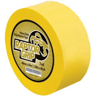 RaptorGrip, Poly Tape With Pinked Edges, 48mm X 55m, Yellow, 24 Rolls Per Case