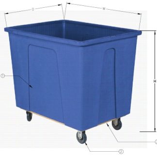 Blue 12 Bushel, 96 Gallon Poly Box Cart, 5" Caster Wheels, 550 Lb. Capacity