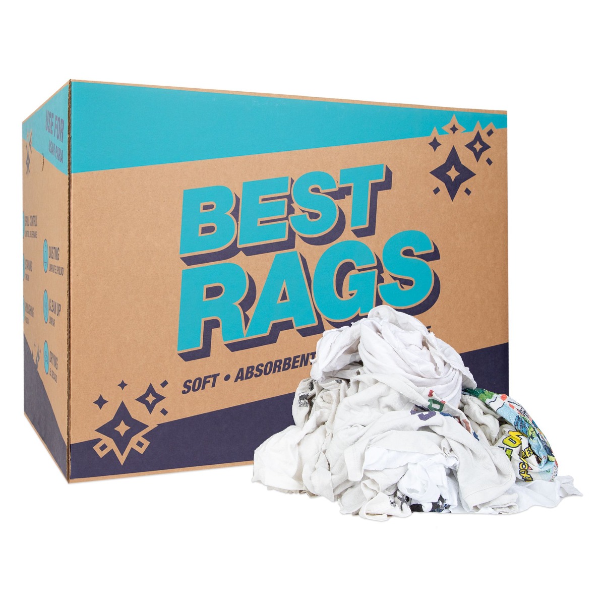 White Knit Cotton Wipers With Partial Color Mix 50lb Ragbale