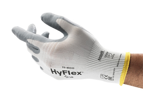 Ansell, HyFlex 11, 800, Nitrile Work Glove, Large,12 Pairs in a Bag, 12 Bags in a Carton