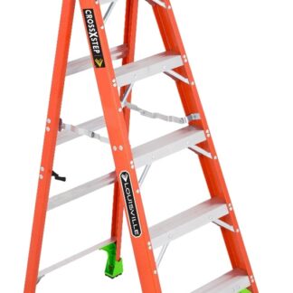 Louisville, Cross Step/Step to Shelf Ladder, Fiberglass, 6'
