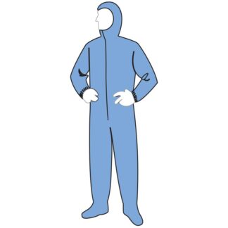 Coveralls, Spun Poly, With Hood And Boots, Blue, Size XL, 25 Per Case