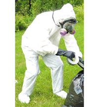 Coveralls, Spun Poly, With Hood And Boots, Blue, Size 4XL, 25 Per Case
