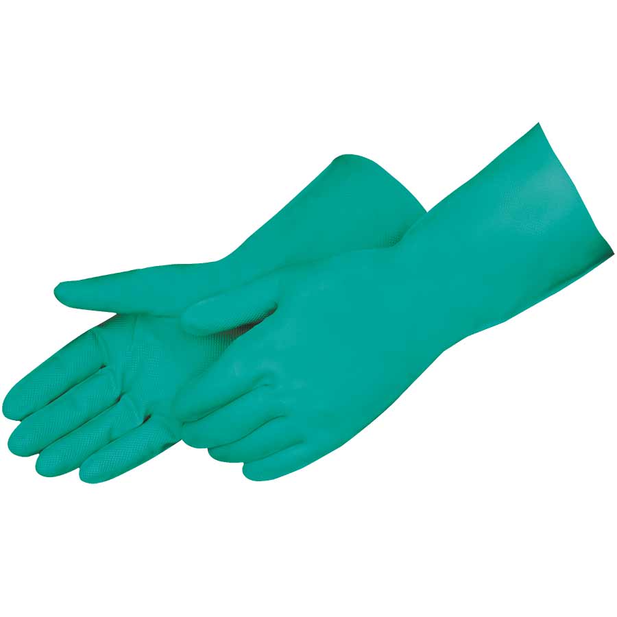 Liberty Glove and Safety Nitrile Gloves, Unlined, Raised Diamond Grip, Size 9, 13", 11 MIL, Green