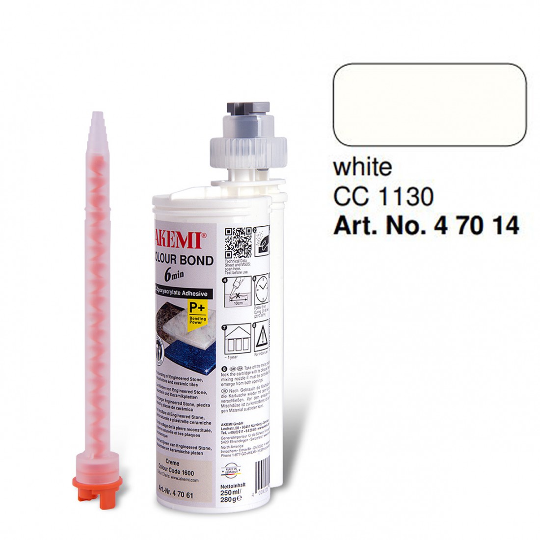 Akemi, Color Bond, White, Color Code 1130, 250 MIL