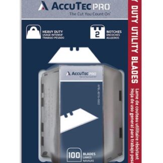 AccuTec PRO Heavy Duty 2-Notch Utility Blade, 100 Pack in a Dispenser