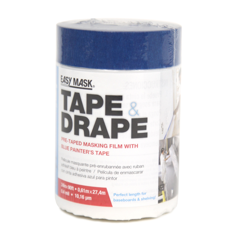 Trimaco, Easy Mask Tape And Drape Roll with 14-Day Blue Tape, 2' X 90'