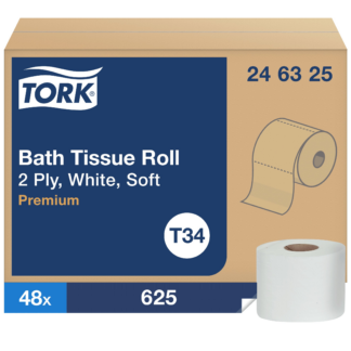 Tork Toilet Paper Roll White T34, Premium, 2-ply, 48 x 625 sheets, 246325