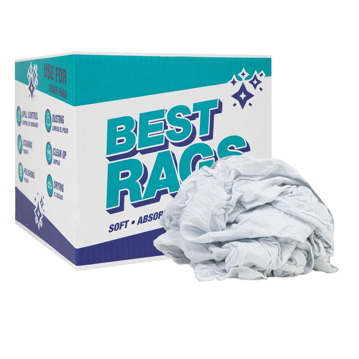 10lb 100% White Knit T-shirt Rags