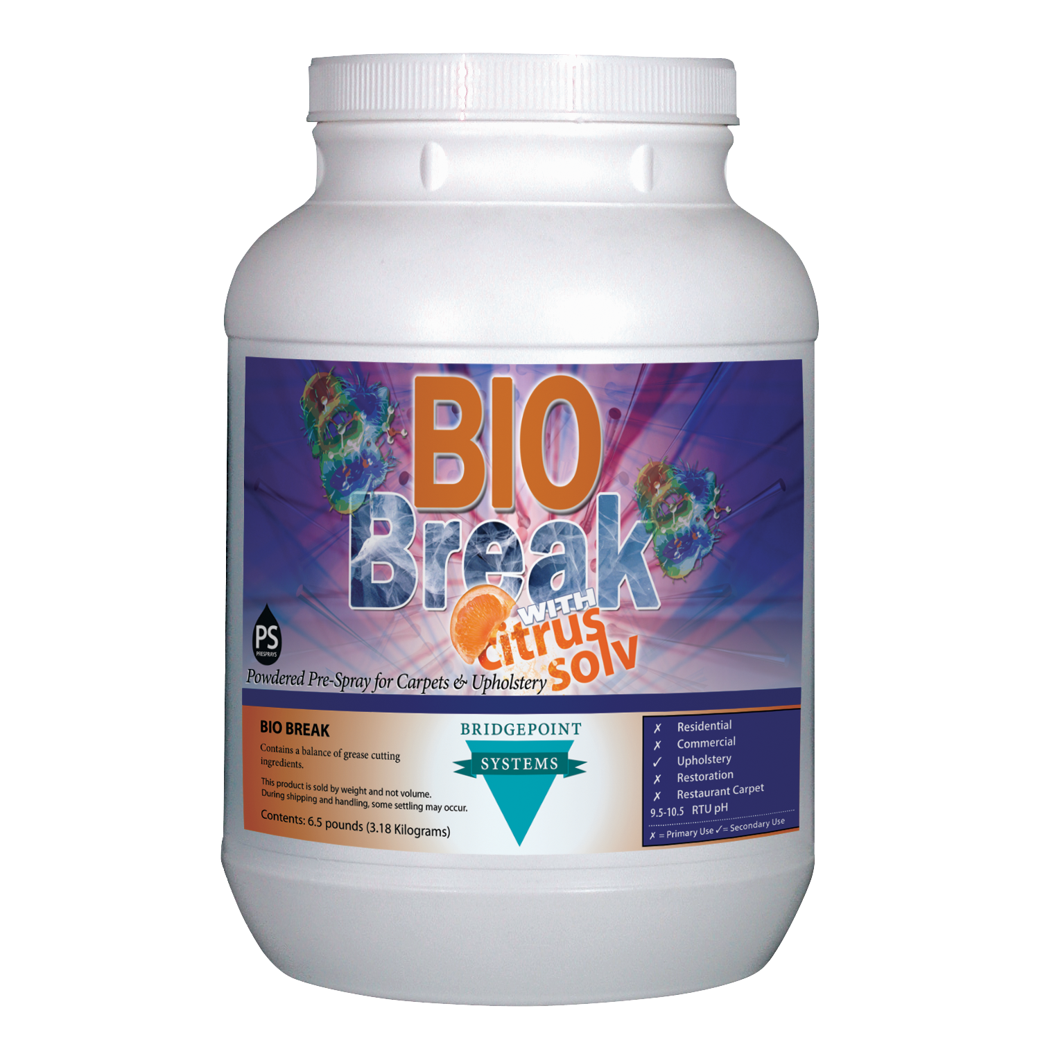 Bridgepoint Systems, Carpet Cleaning Prespray, Bio Break w/Citrus Solv, 6 lbs