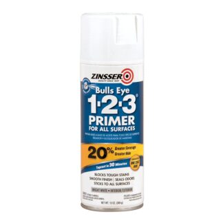 Zinsser 02008 Bulls-Eye 1-2-3 Primer Spray, Water Base, White, 502 g/L VOC, 8 to 10 sq-ft Coverage Area, 13 oz