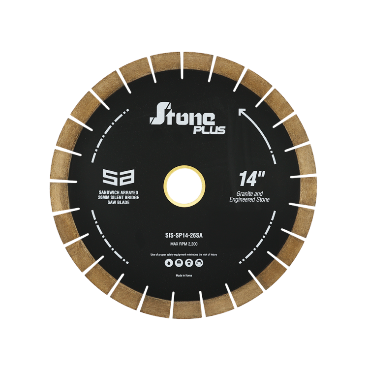 Stone Plus, Bridge Saw Blade, Silent Core, Sandwich Arrayed, 14"