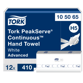 Tork PeakServe Continuous Hand Towel White H5, Advanced, Compressed, 12 x 410 Sheets, 105065
