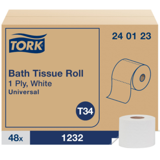 Tork Toilet Paper Roll White T34, Universal, 1-ply, 48 x 1232 sheets, 240123