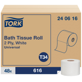 Tork Toilet Paper Roll White T34, Universal, 2-ply, 48 x 616 sheets, 240616
