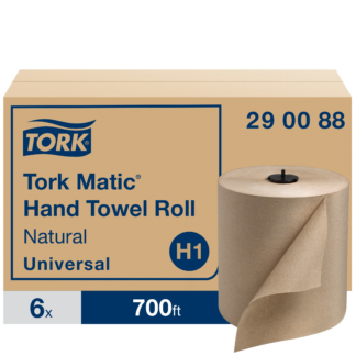 Tork Matic Paper Hand Towel Roll Natural H1, Universal, 100% Recycled Fiber, 6 Rolls x 700 ft, 290088