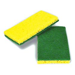 Polyurethane Green Backed Yellow Scrubber Sponge, 40 Per Case