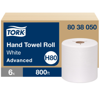 Tork Paper Hand Towel Roll White H80, Advanced, High Absorbency, 6 Rolls x 800 ft, 8038050