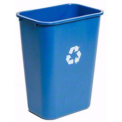 delamo[R] 41 Qt. Blue Office Wastebasket w/Recycle Logo