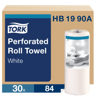 Tork Perforated Roll Towel White, Certified Compostable, 30 x 84 Towels, HB1990A