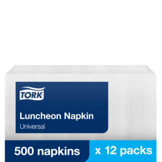 Tork White Lunch Napkin, Recycled, 1/4 Fold, 1-ply, 11.5" x 13", 12 x 500 napkins, L3141