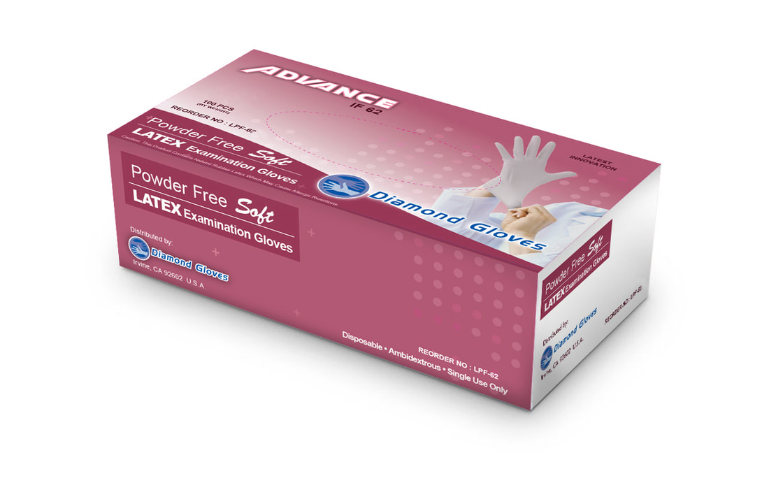 Diamond Glove Advance IF62 Powder-Free Non-Sterile Examination Glove, Medium, 240 mm L, Beaded Cuff, Late, White