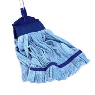Brightline Microfiber Medium Blue Tube Mop with Scrubbing Strips