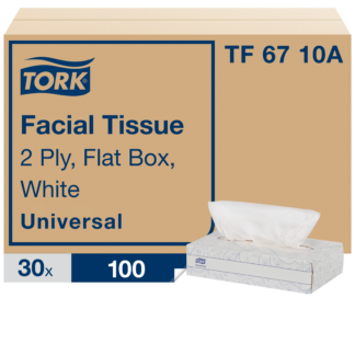 Tork Universal Facial Tissue Flat Box White, Soft, 2-ply, 30 x 100 tissues, TF6710A