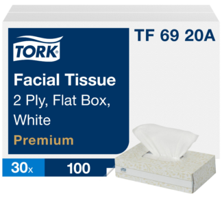 Tork Facial Tissue Flat Box White F1, Premium, 2-Ply, 30 x 100 Sheets, TF6920A