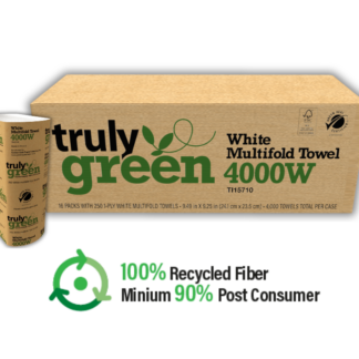 Truly Green 4000w White Multifold Towels 1-Ply, 16 Packs / Cs