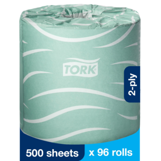 Tork Conventional Toilet Paper Roll White T24, Universal, 2-ply, 96 x 500 sheets, TM1616