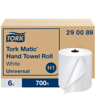 Tork Matic Paper Hand Towel Roll White H1, Universal, 100% Recycled Fiber, 6 Rolls x 700 ft, 290089