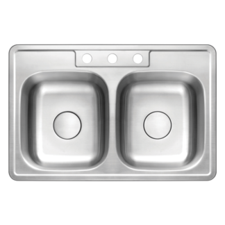 Hive, Double Bowl Stainless Steel Sink, H-202-DI, 9" Deep