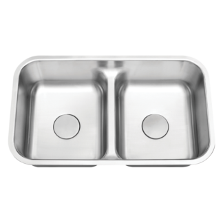 Hive, Double Bowl Stainless Steel Sink, Low Divider, H-202-LD, 8-1/2" Deep