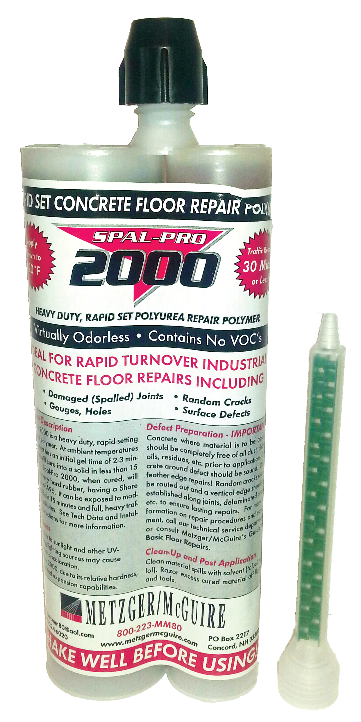 Metzger/ McGuire, Spal,Pro 2000 Repair Polyurea, Size 450 ML Cartridges (case of 12)