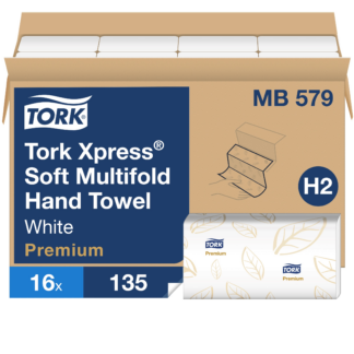 Tork Xpress Soft Multifold Hand Towel White H2, Absorbent, 16 x 135 Sheets, MB579