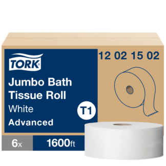 Tork Jumbo Toilet Paper Roll White T1, Advanced, 2-ply, 6 x 1600 feet, 12021502