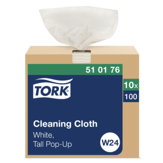Tork Cleaning Cloth White W24, Pop Up, 10 x 100 sheets, 510176