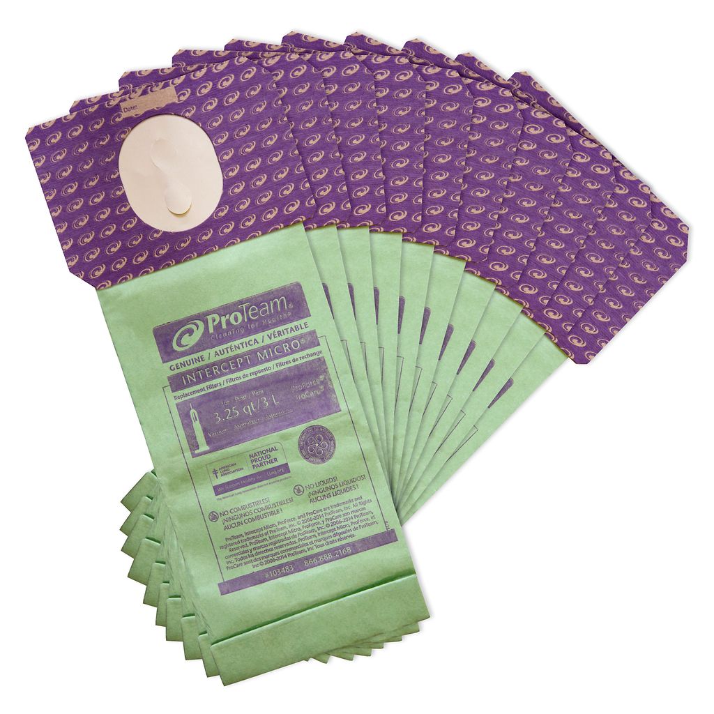 ProTeam 103483 Intercept Microfiber Bags 10/pk Pro Force 1500 Vac, 3.25 Quart