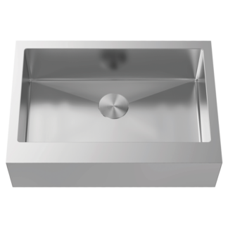Hive, Stainless Steel Sink, Handmade Flat Front Farmhouse, H-CAZ105F-30, 10" Deep