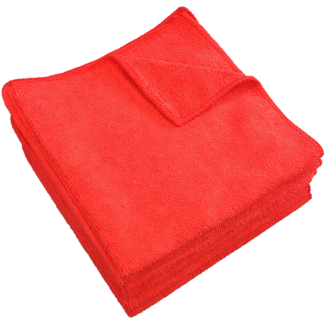 Red Microfiber Terry Cloth Towels, 16" x 16", Sold By The Dozen