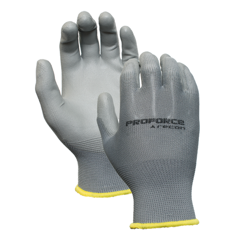 ProForce, Recon Gloves, Polyester Shell with Polyurethane Coating, Gray/Black, Size M, Sold by the Dozen