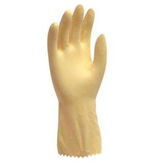 Flocklined Latex Chemical Gloves, 12", 13 MIL, Yellow, Hand Specific, Size L